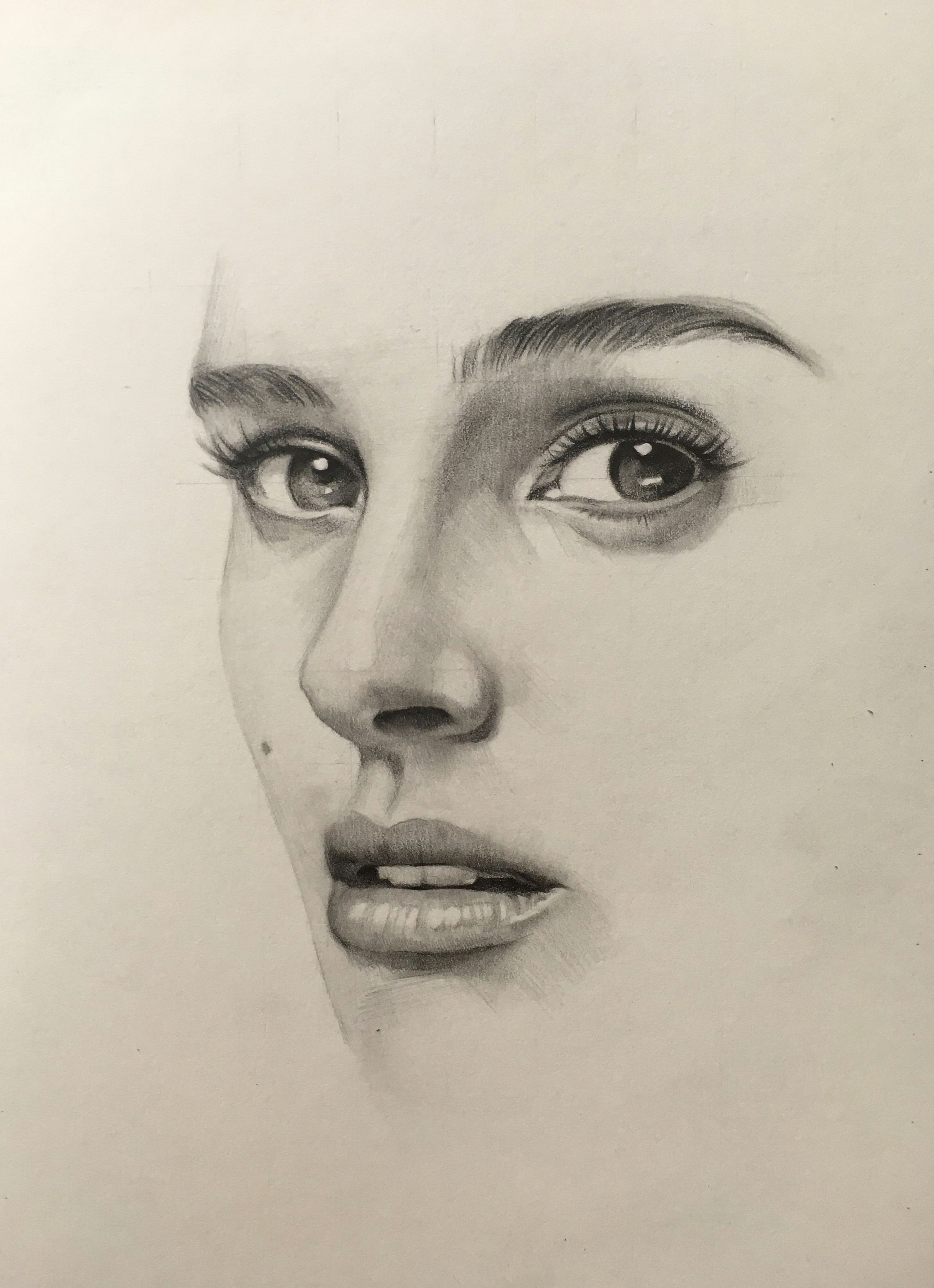 Drawing Of A Girl Mouth Pencil Portrait Mastery Natalie Portman Pencil Drawing by Jahun Ku