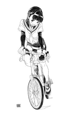 Drawing Of A Girl On A Bike 114 Best Character Pose Cycling Images Character Design