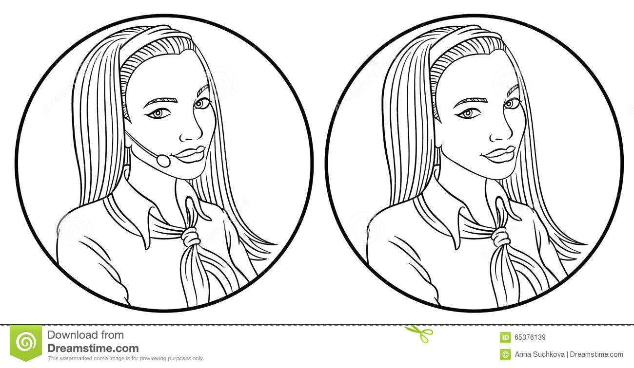 Drawing Of A Girl On Her Phone Vector Telephone Operator Stock Vector Illustration Of Technology