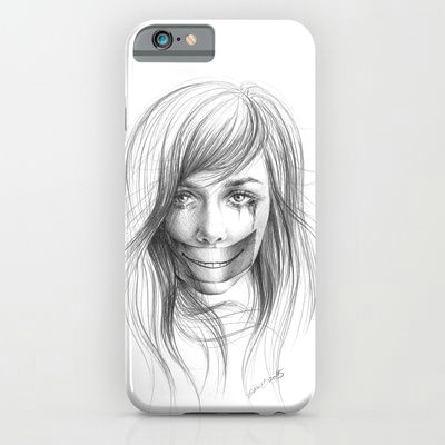 Drawing Of A Girl On the Phone Phonecases Girl Fakesmile Sketch Drawing iPhonecase My Tech