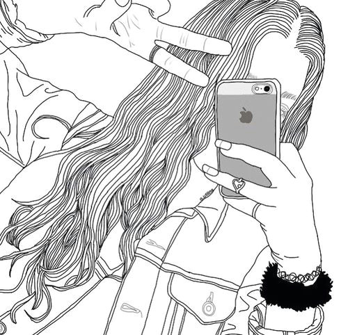 Drawing Of A Girl On the Phone Rachell3x A Grey Girls A Pinterest Tumblr Outline