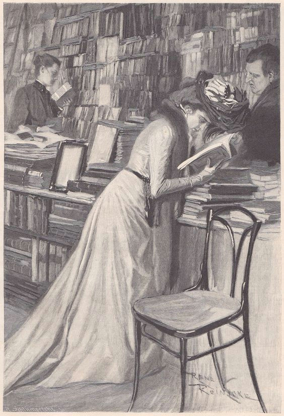 Drawing Of A Girl Reading Rene Reinicke 1860 1926 or Fliegende Blatter Band Cxiv Bild