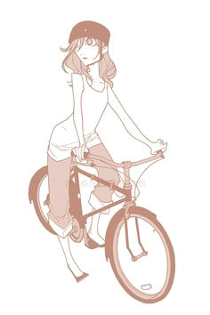 Drawing Of A Girl Riding A Bike 114 Best Character Pose Cycling Images Character Design