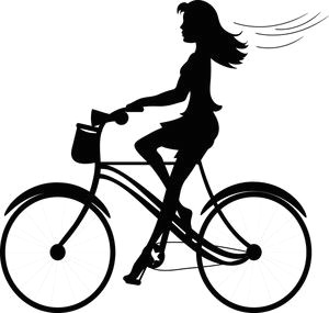 Drawing Of A Girl Riding A Bike Girl Clipart Image Silhouette Of A Pretty Young Girl Riding A