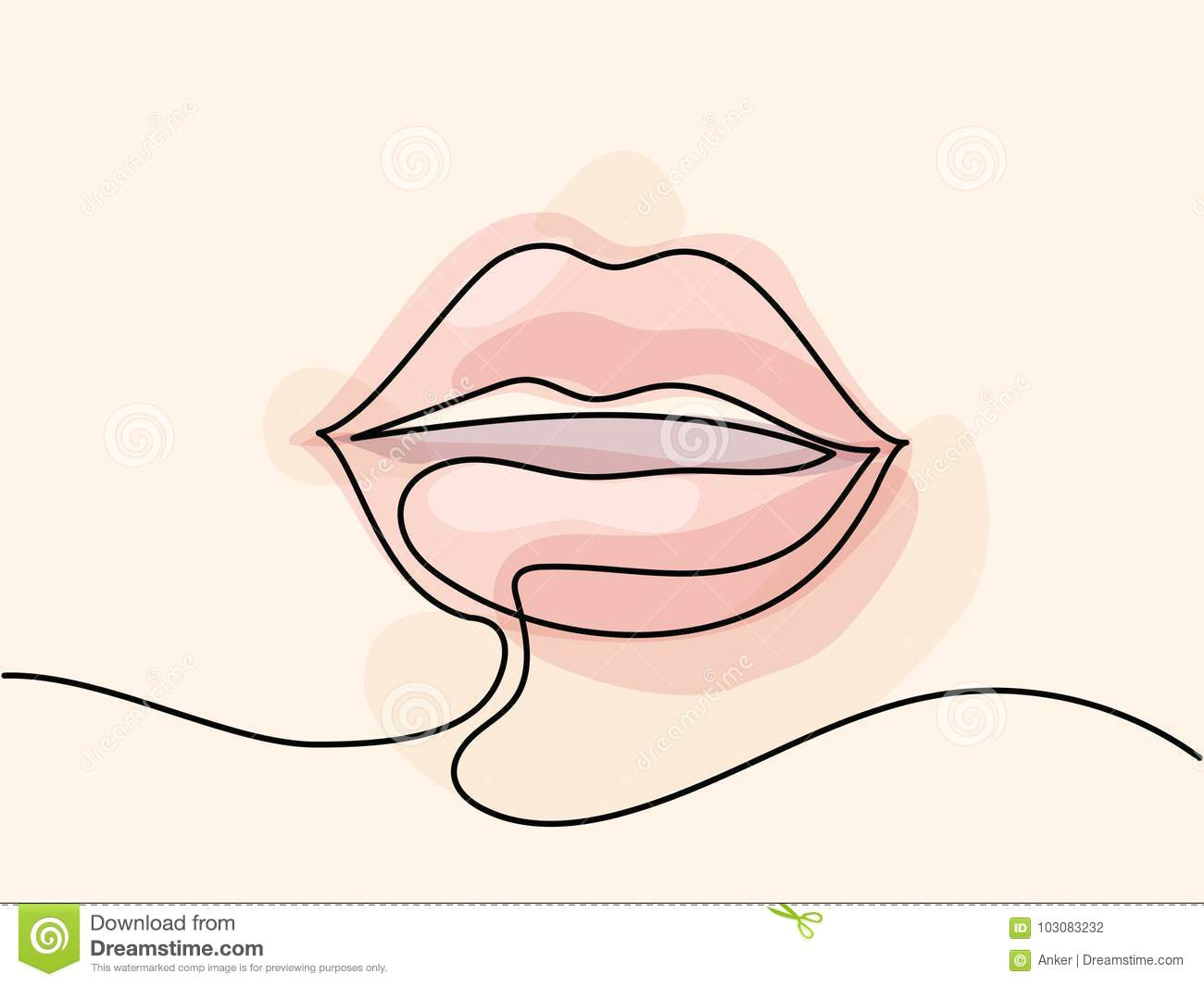 Drawing Of A Girl S Lips Beautiful Woman S Lips Logo Stock Vector Illustration Of Lips