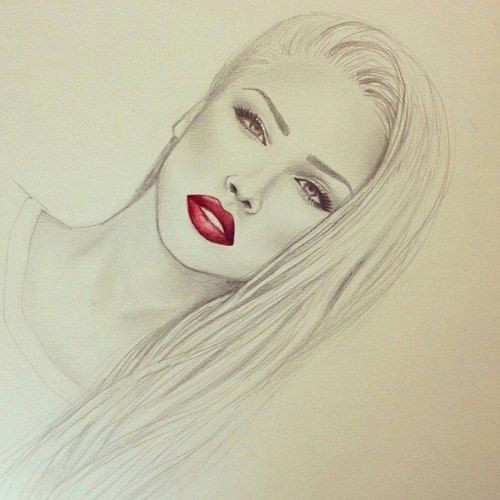 Drawing Of A Girl S Lips Photography Pretty Drawing Art Red Girl Cute Black and White Fashion
