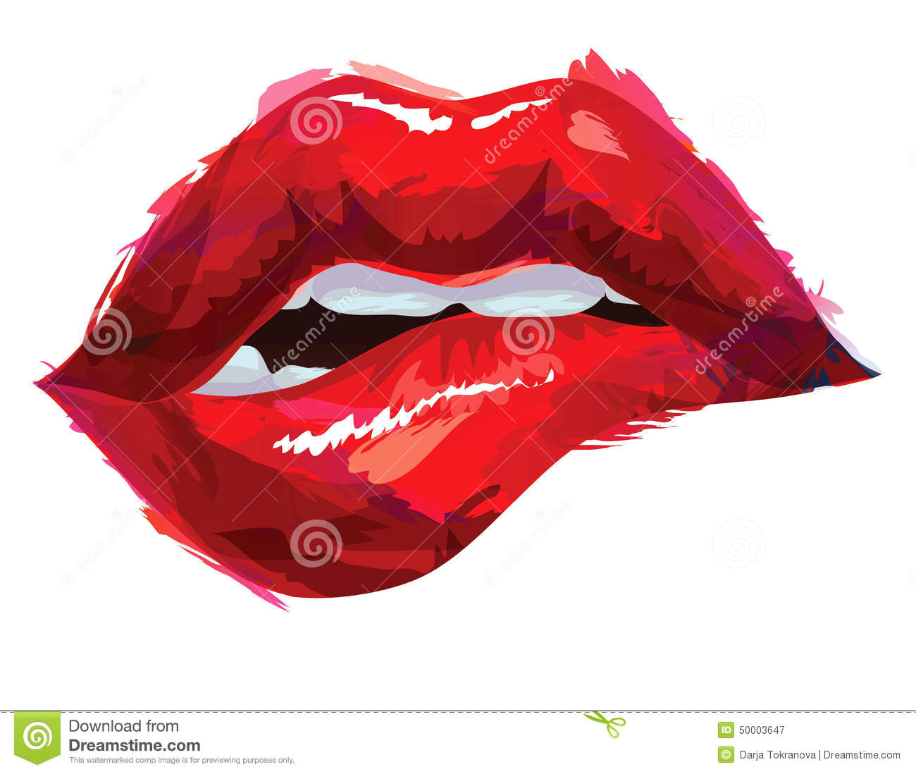 Drawing Of A Girl S Lips Red Lips Stock Vector Illustration Of Drawing Vector 50003647