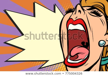 Drawing Of A Girl Screaming Closeup Face Pop Art Woman Screaming Stock Vektorgrafik Lizenzfrei