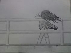 Drawing Of A Girl Sitting Alone Sad Girl Drawing