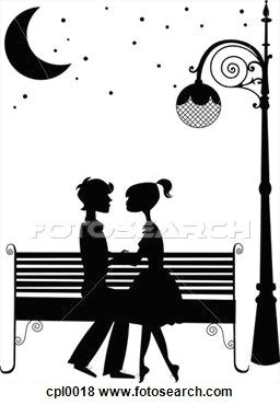 Drawing Of A Girl Sitting On A Bench Silhouette Of A Couple Sitting On A Bench Under the Moon Holding