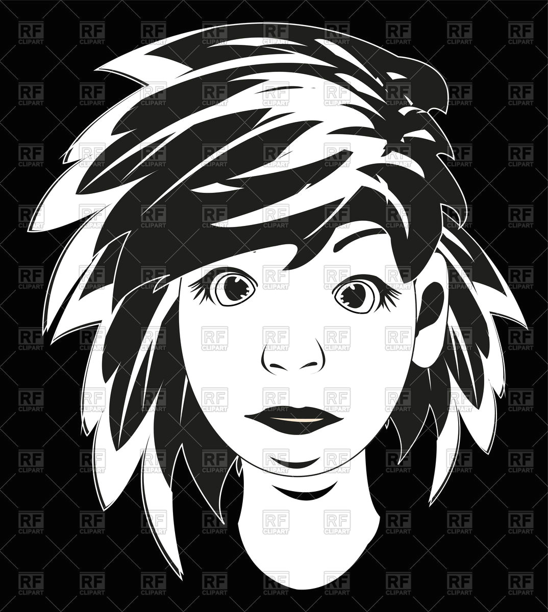 Drawing Of A Girl Smiling Black White Drawing Girl Vector Image Vector Artwork Of People