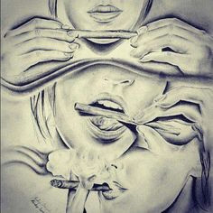 Drawing Of A Girl Smoking Tattoo Weed Girl Smoking Drawing