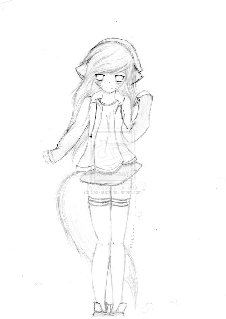Drawing Of A Girl Standing Anime Cat People Female Anime Cat Girl the Question How to Draw