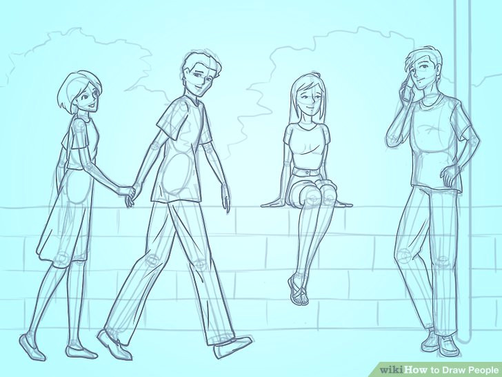 Drawing Of A Girl Standing Backwards 3 Basic Ways to Draw People Step by Step Wikihow