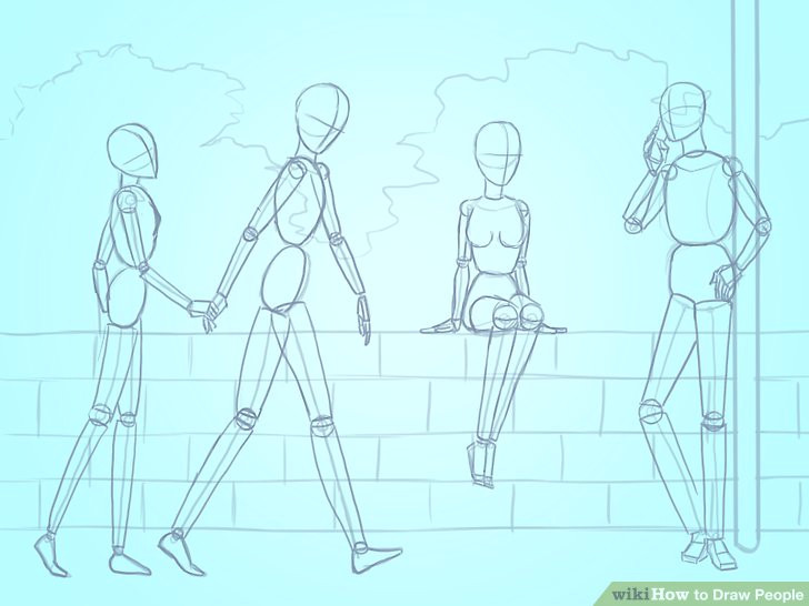 Drawing Of A Girl Standing Backwards 3 Basic Ways to Draw People Step by Step Wikihow