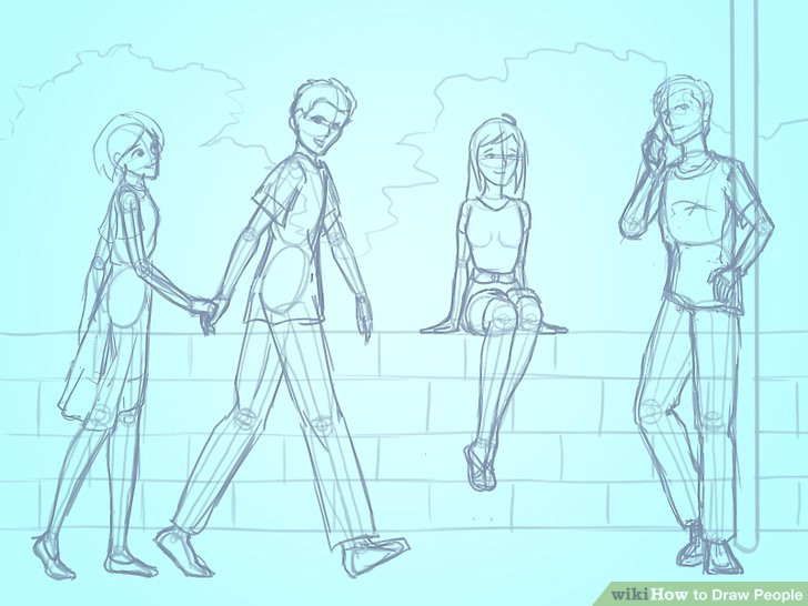 Drawing Of A Girl Standing Backwards 3 Basic Ways to Draw People Step by Step Wikihow