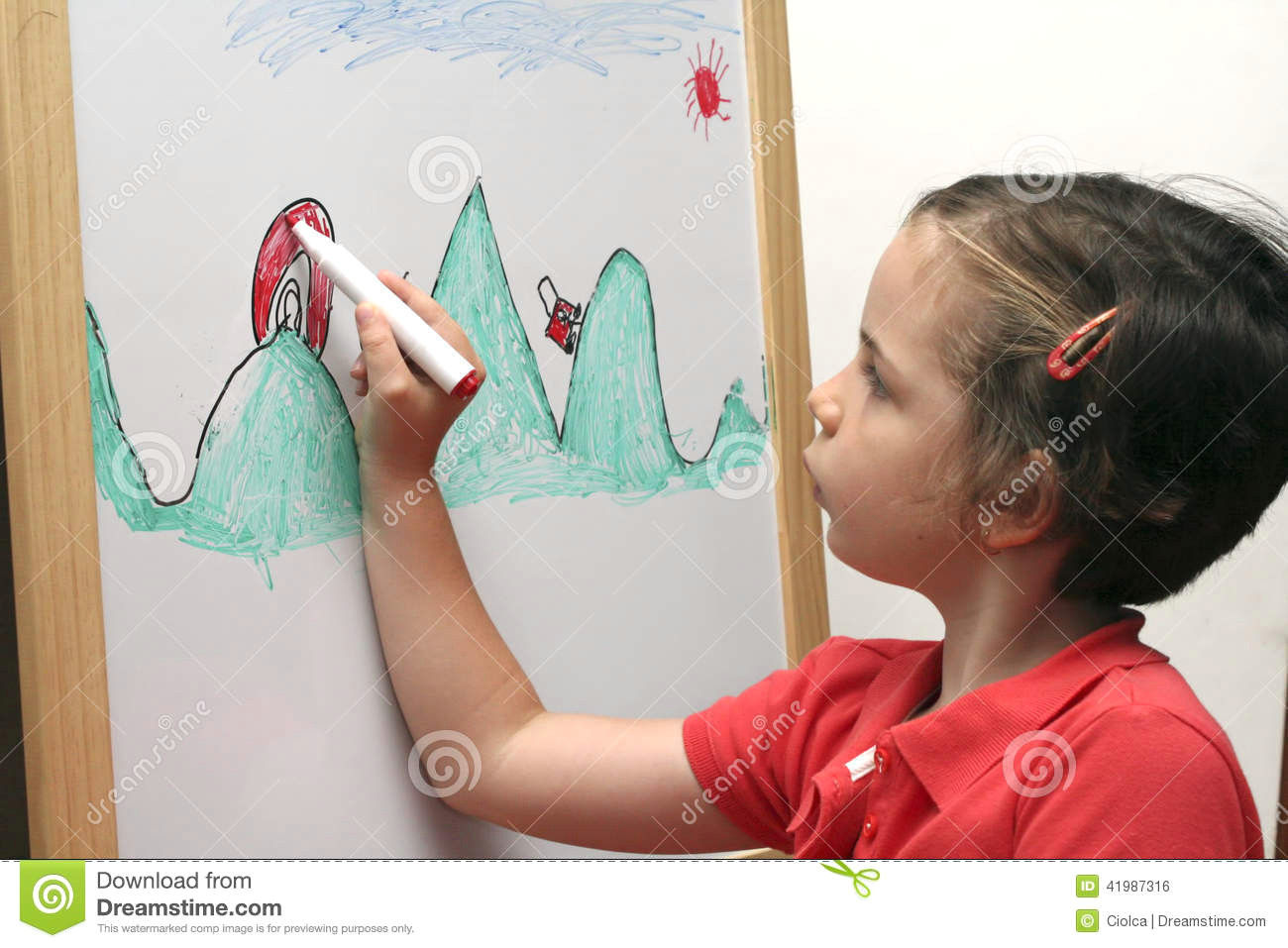 Drawing Of A Girl Studying Small Girl Drawing Stock Photo Image Of Teenager White 41987316