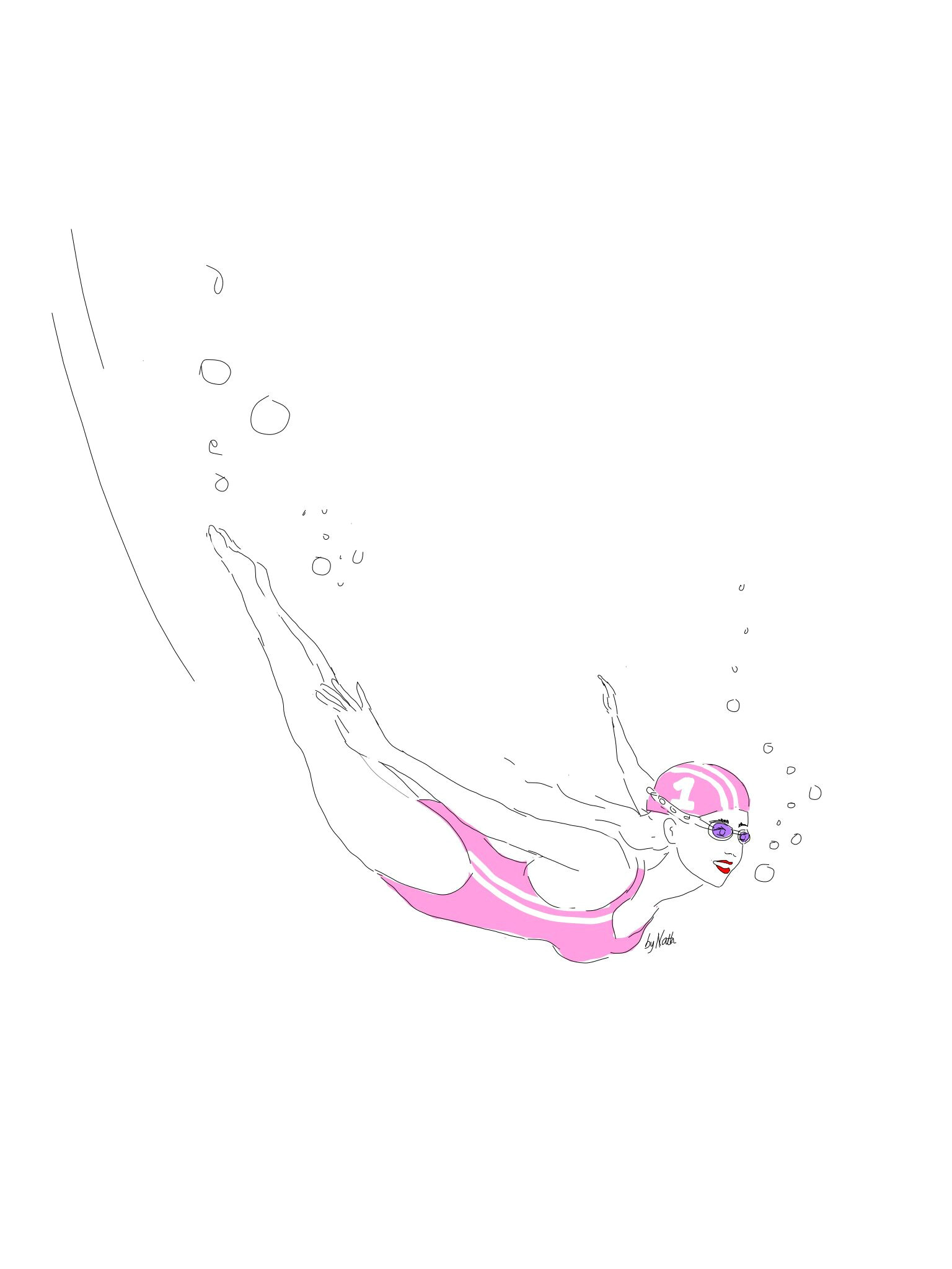 Drawing Of A Girl Swimming Enjoy Swimming Swimminggirl Fashiongirl Sport Swim Pool