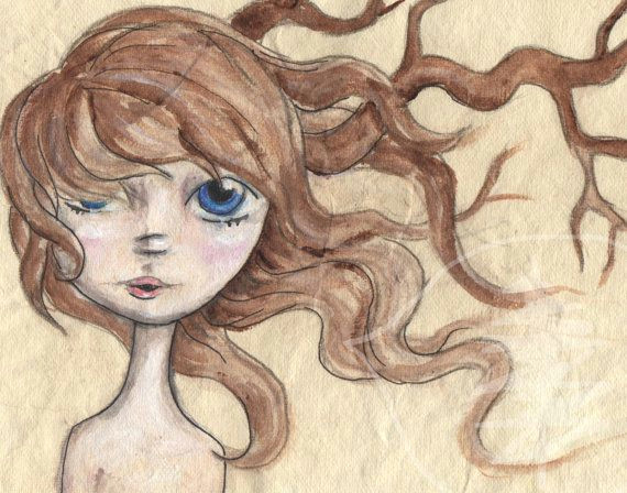 Drawing Of A Girl Under A Tree Water Girl Tree Girl by Rachael Treetalker Art Drawings