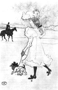 Drawing Of A Girl Walking A Dog by toulouse Lautrec Girl Walking with Her Dog Barnen Henri De
