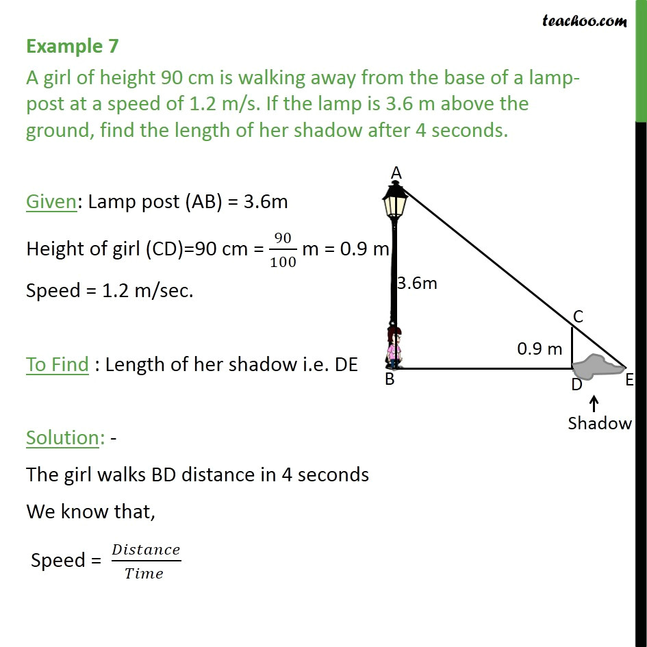 Drawing Of A Girl Walking Away Example 7 A Girl Of Height 90 Cm is Walking Away From Examples