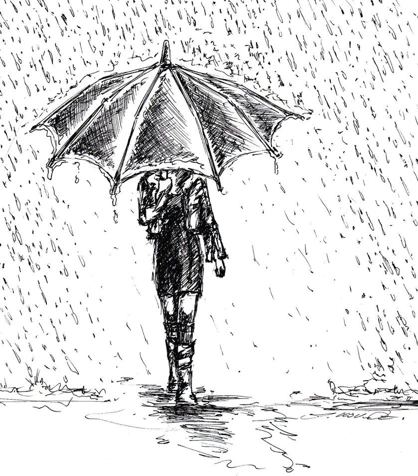 Drawing Of A Girl Walking Girl In Rain Drawing Art Ideas In 2019 Drawings Art Art Drawings