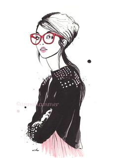 Drawing Of A Girl Wearing Glasses 784 Fantastiche Immagini Su Glasses Illustrations Backgrounds