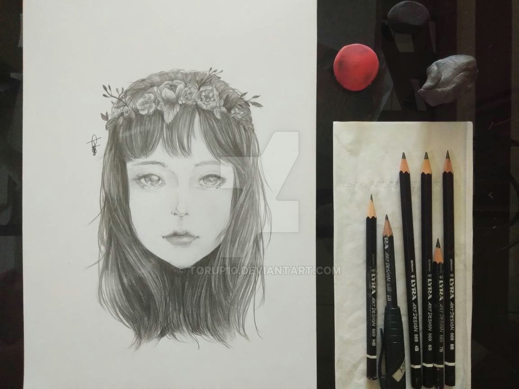 Drawing Of A Girl with A Flower Crown Flower Crown Girl by torup10 On Deviantart
