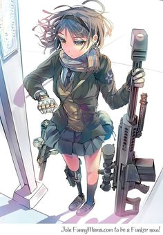 Drawing Of A Girl with A Gun Anime Girls with Guns