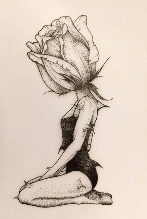 Drawing Of A Girl with A Rose La Bigotta Illustration One Drawings Art Art Drawings