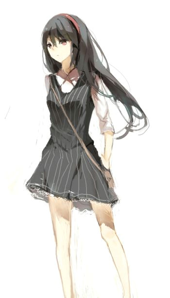 Drawing Of A Girl with Black Hair Pretty Female Character with Long Black Hair and Short Black Dress