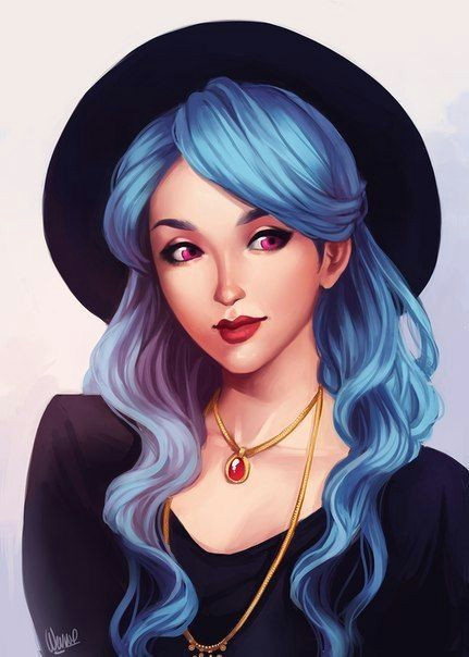 Drawing Of A Girl with Blue Hair Artistic Blue Haired Girl Drawing Drawing Art Girl Blue Hair