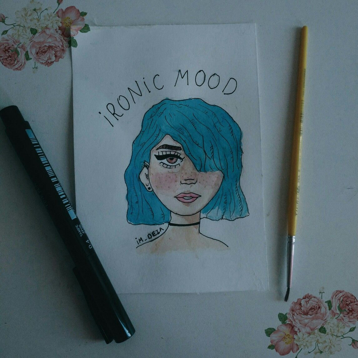 Drawing Of A Girl with Blue Hair Blue Hair Girl Drawing My Draws Illustrations Pinterest