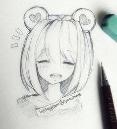 Drawing Of A Girl with Headphones Anime Girl