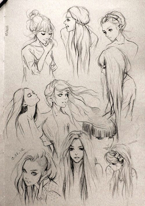 Drawing Of A Girl with Long Hair Fantasy Girl Hair Art Drawing
