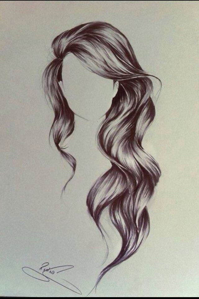 Drawing Of A Girl with Long Hair Hair Sketch Sketches Hair How to Draw Hair Hair Styles