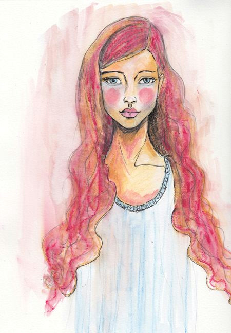 Drawing Of A Girl with Pink Hair Pretty Pink Haired Girl Art and Illustration Pinterest