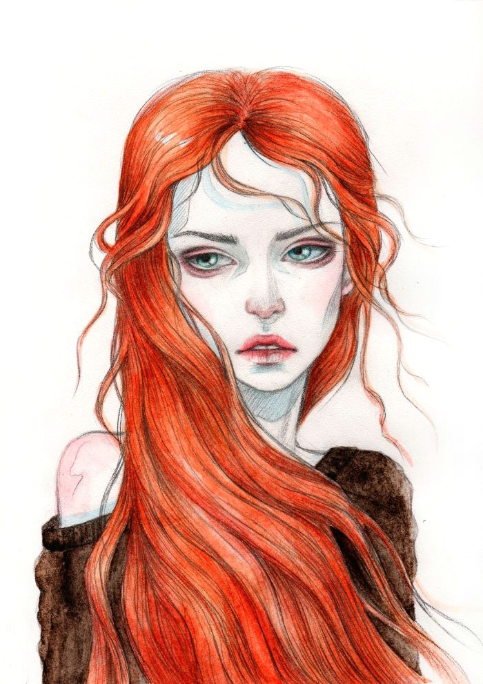 Drawing Of A Girl with Red Hair Fire U8q Prints Jpg 700a 991 Art Print Pinterest Drawings