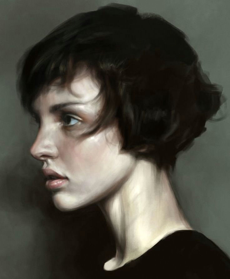 Drawing Of A Girl with Short Hair Short Hair Mohamed Gambouz Figurative Realism Art Female Head