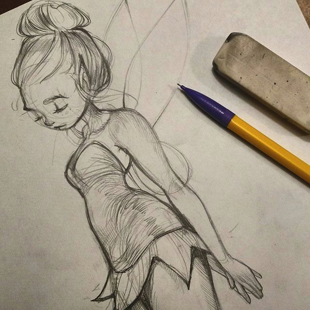 Drawing Of A Girl Writing Tinkerbell Sketch Art Artistsofinstagram Illustration Sketch