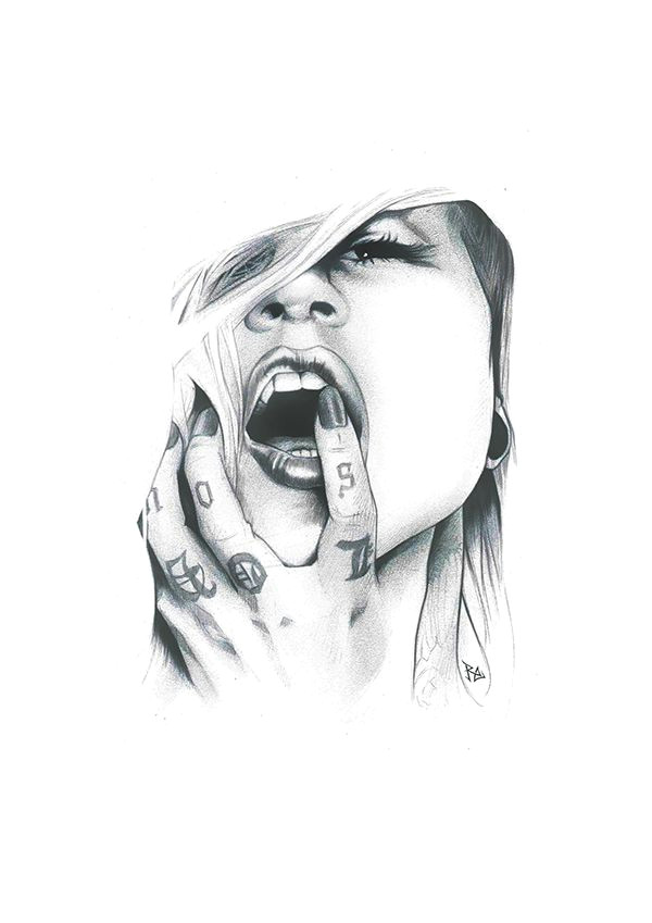 Drawing Of A Girl Yawning Sara Fabel On Behance Kara Pinterest