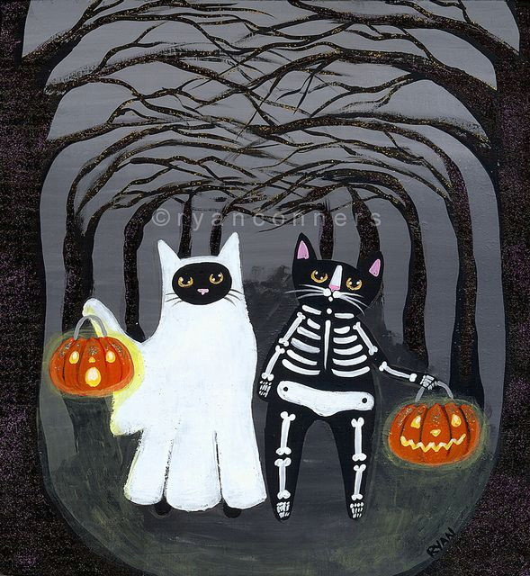 Drawing Of A Halloween Cat In the Woods Holidays Halloween Halloween Halloween Art