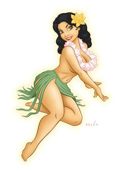 Drawing Of A Hawaiian Girl 54 Best Hula Girls Images Hula Girl Drawings Illustrations