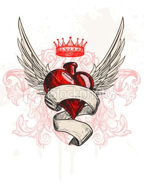 Drawing Of A Heart and Wings Tattoo Heart Hand Drawn Illustration Badass Tats Tattoos