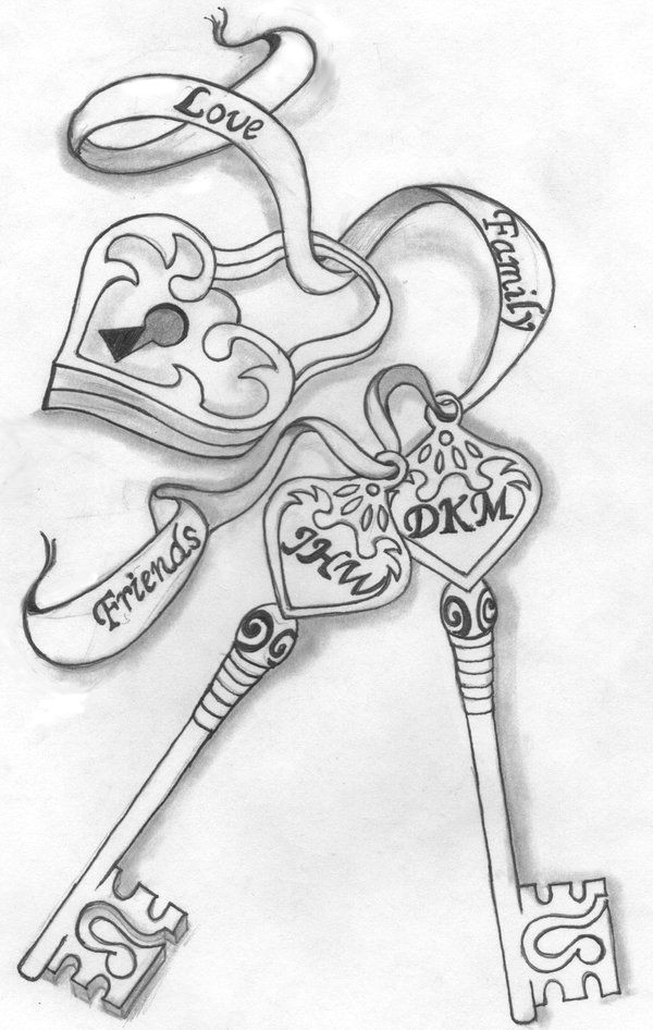Drawing Of A Heart Lock Heart Locket W Ribbon Tattoo Design by Push It Art Random