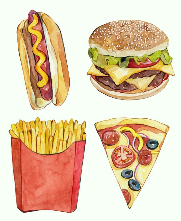 Drawing Of A Hot Dog Fast Food P Food Sketch Food Drawing Food Illustrations