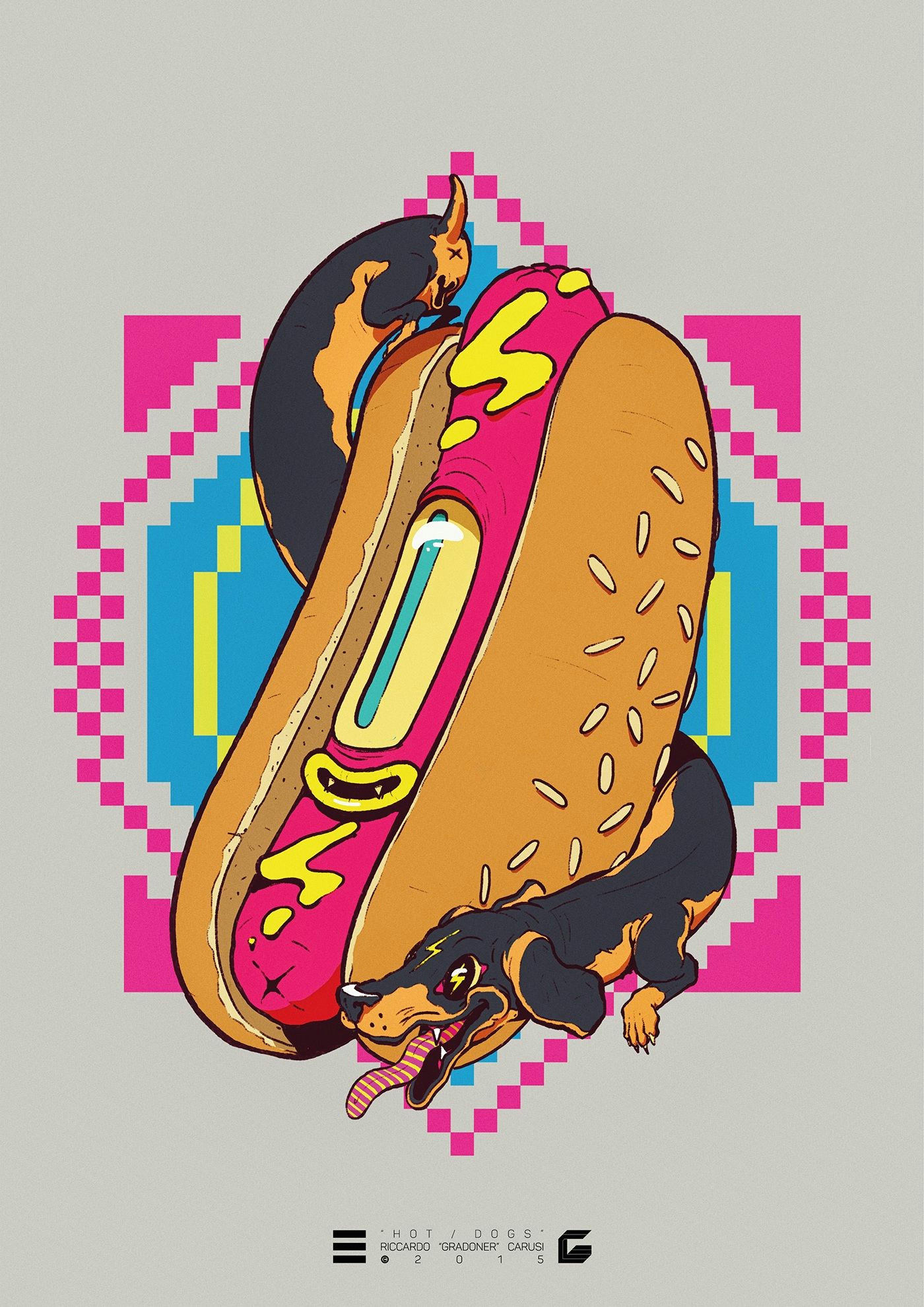 Drawing Of A Hot Dog Hot Dogs On Behance by Riccardo Carusi Comic Drawings