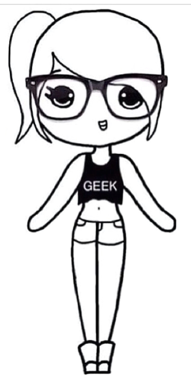 Drawing Of A Little Girl Easy Geek Girl Template Chibi