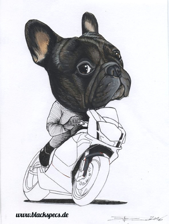Drawing Of A Mad Dog Sketchbook Page Of A French Bulldog by Jeroen Teunen the Dog
