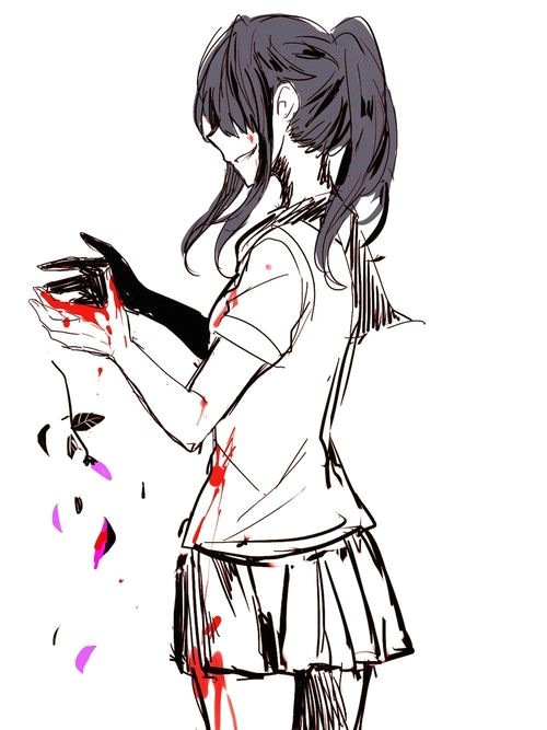 Drawing Of A Manga Girl Bloody Anime Girl Yandere Drawing Inspiration Yandere Yandere